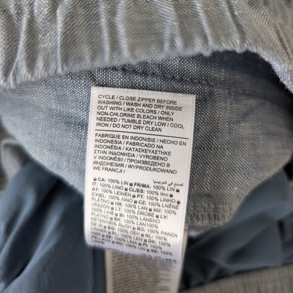 Athleta Retreat Linen Jogger Pants Womens 6 Heather Blue Zip Pockets Drawstring - Picture 8 of 12